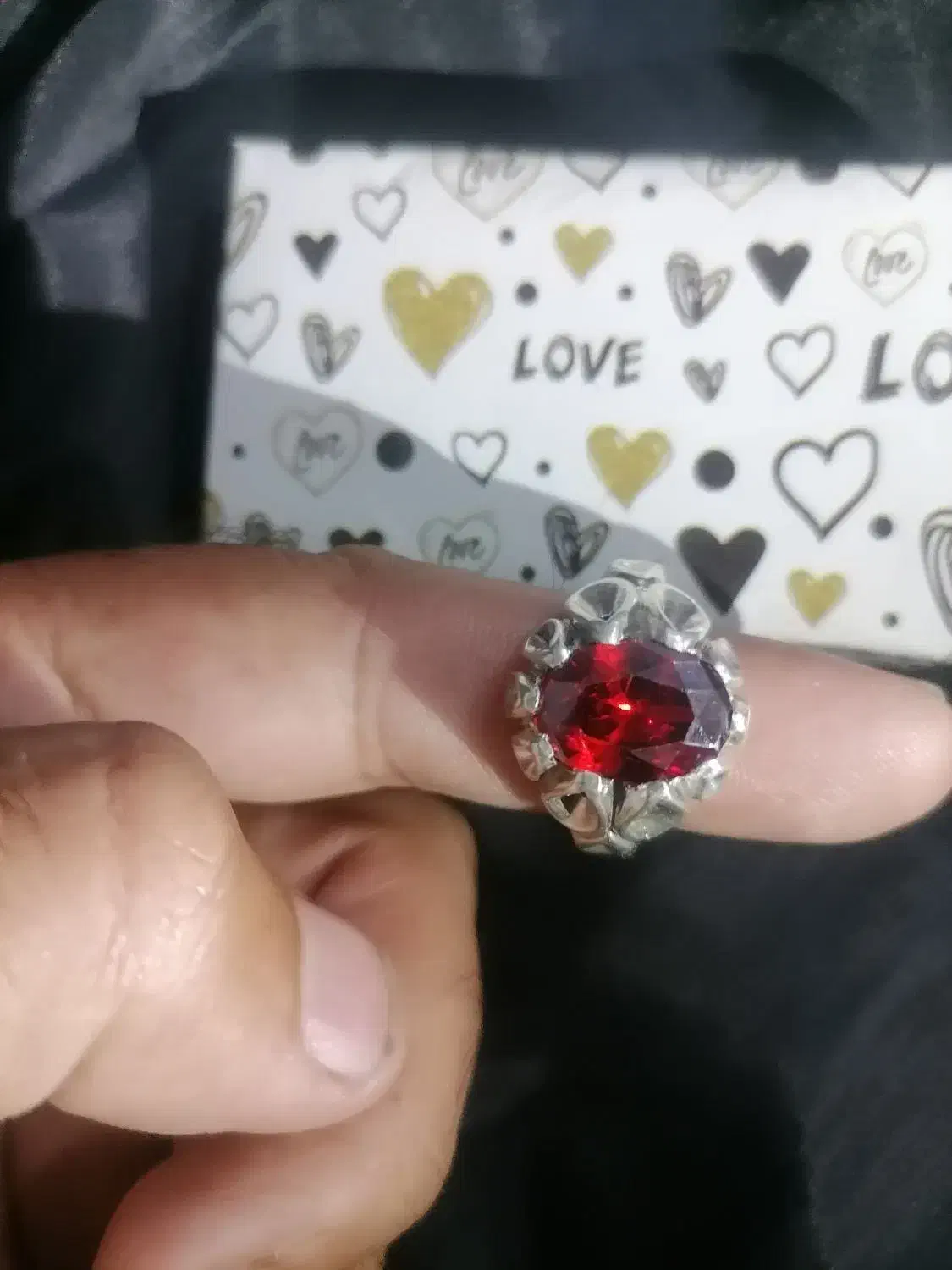 انگشتر نقره نگین گارنت سرخ|جواهرات|کرمان, |دیوار