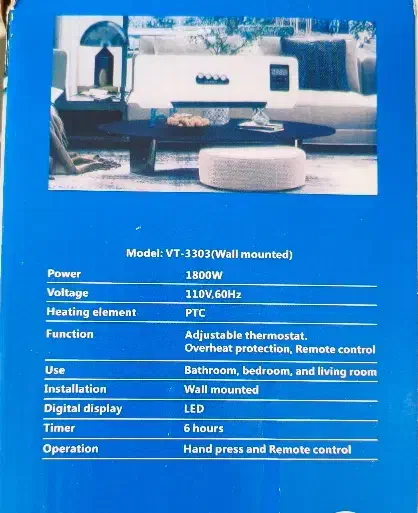 بخاری دیواری هوشمند ۱۸۰۰ وات / بخاری برقی|بخاری، هیتر، شومینه|مشهد, امیریه|دیوار