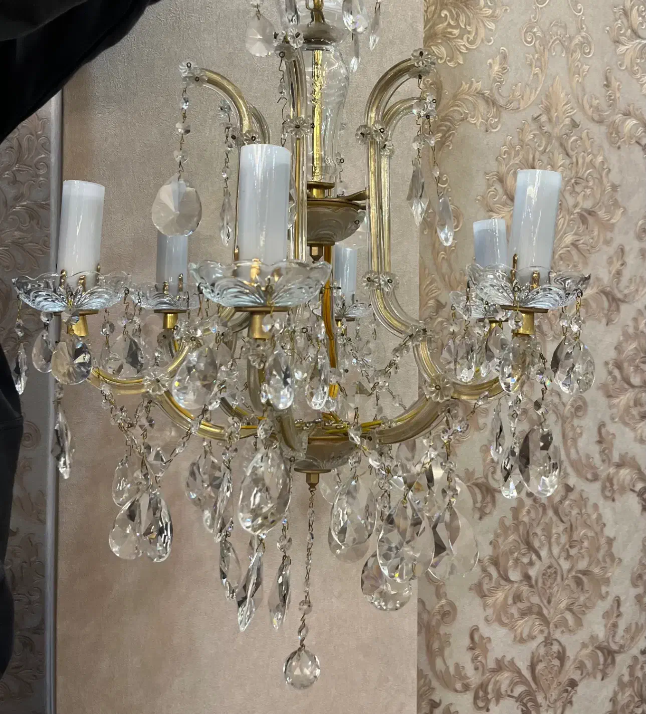 سه عدد لوستر سالم 6 شعله 6 شاخه کریستالی|لوستر و چراغ آویز|اردبیل, |دیوار