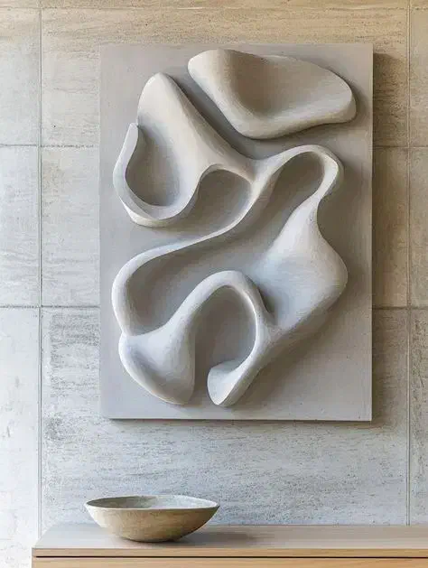 تابلو دست ساز گچی مینیمال طرح موج|تابلو، نقاشی، عکس|خرم‌آباد, |دیوار