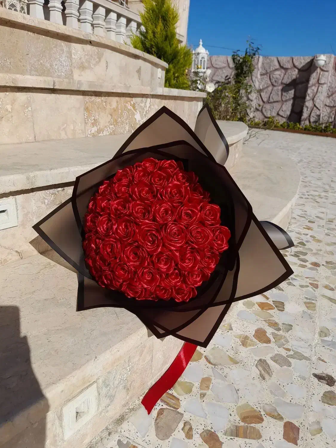 گل روبانی/گل جاودان/دسته گل/کادویی/گیفت|گل مصنوعی|فومن, |دیوار