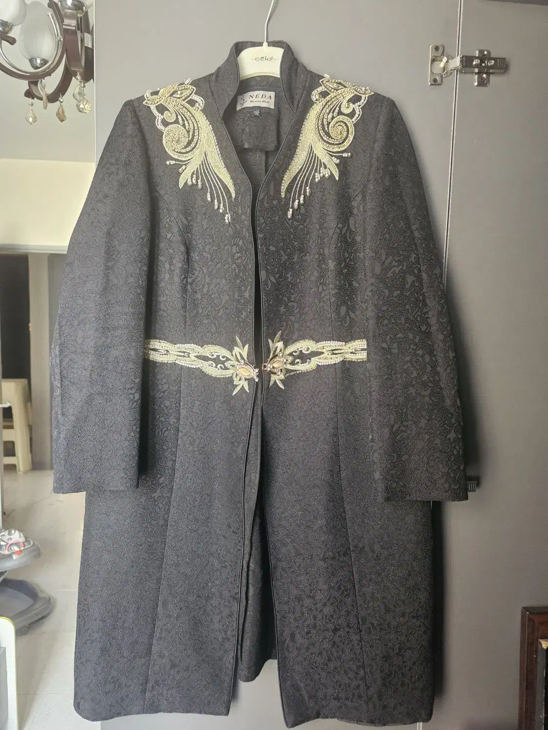 مانتو مشکی سنگ دوزی مجلسی پاییزه سایز ۴۶|لباس|پرند, فاز ۶|دیوار