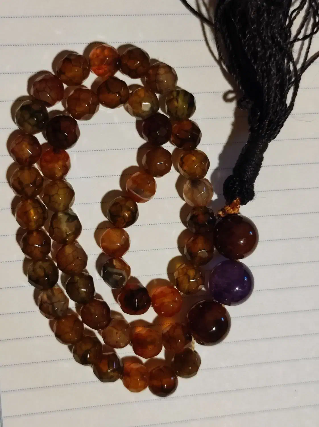 تسبیه سنگ تراش عقیق هشت ضلعی|کلکسیون اشیاء عتیقه|چناران, |دیوار