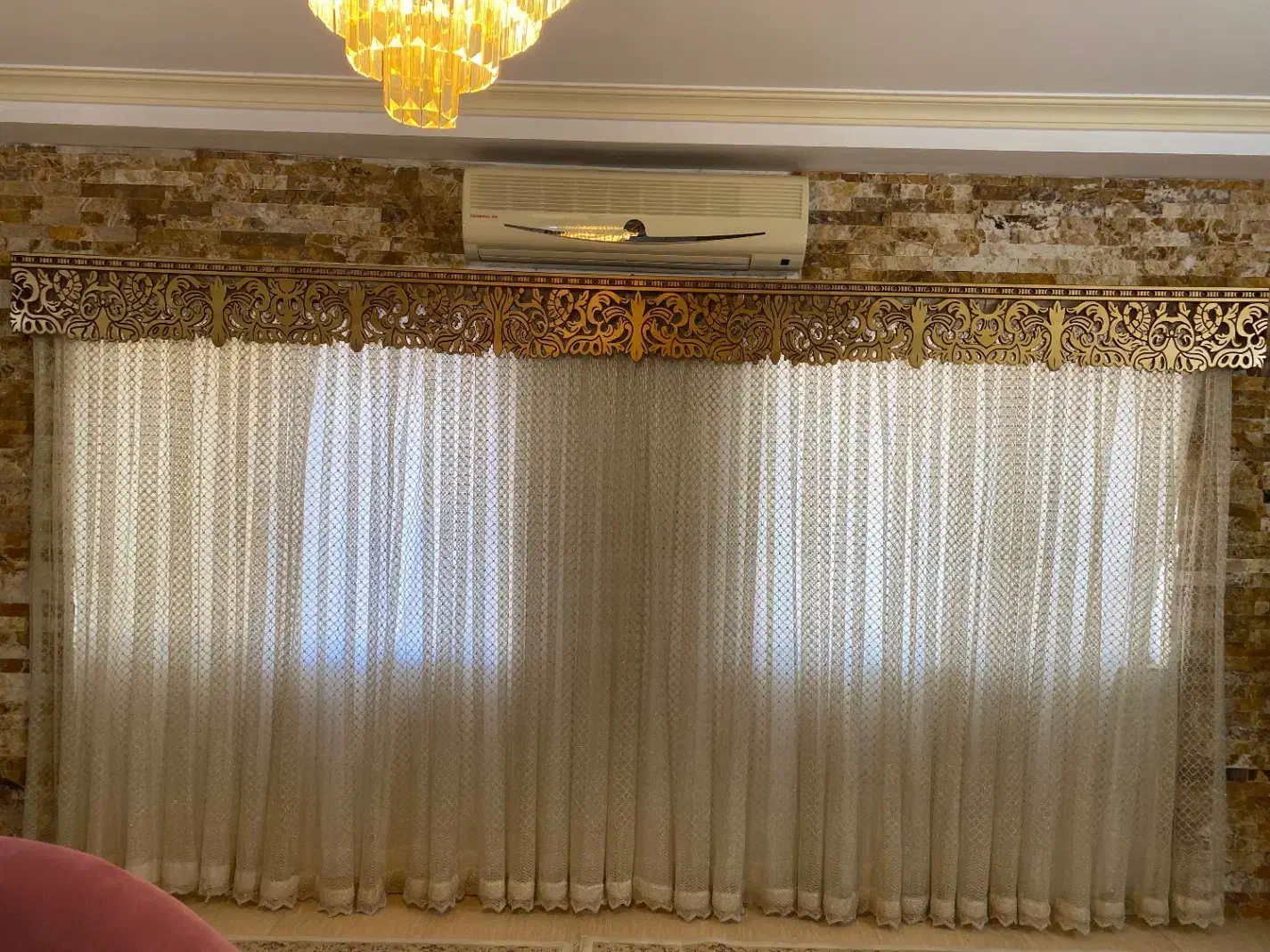 پرده سالن به همراه کتیبه و زیر پرده|پرده، رانر، رومیزی|آمل, |دیوار