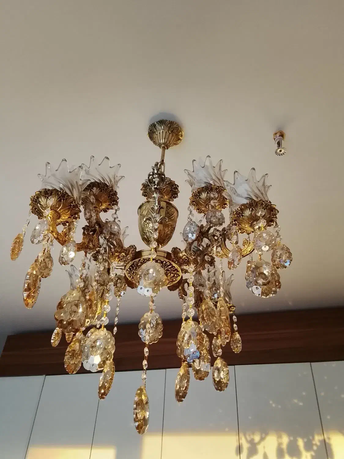 لوستر برنز 4شاخه 8لامپ|لوستر و چراغ آویز|اردبیل, |دیوار