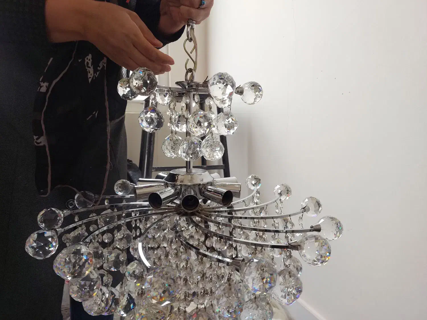 فوری لوستر کریستالی ۸ شعله روشنایی|لوستر و چراغ آویز|قزوین, |دیوار