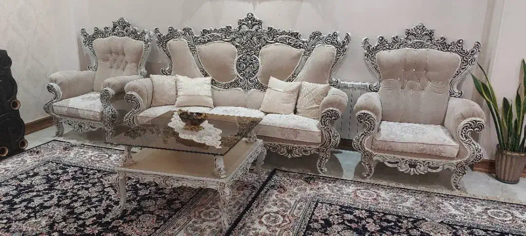 مبلمان استیل ۹نفره بهمراه میز عسلی های کامل|مبلمان خانگی و میز عسلی|آمل, |دیوار