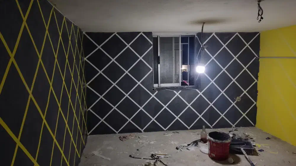 نقاشی ساختمان به سبک کاغذ دیواری|خدمات پیشه و مهارت|گرگان, |دیوار