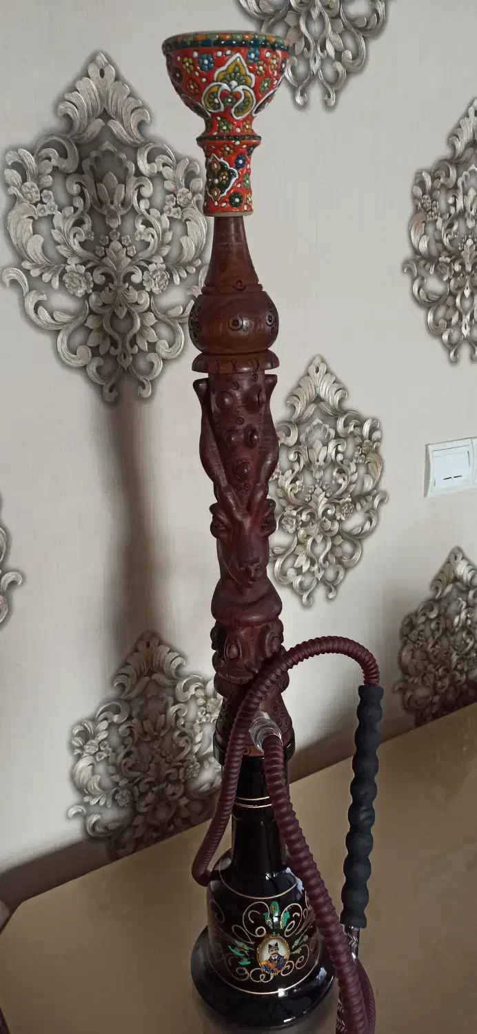 قلیان چوبی مادر آهو|صنایع دستی و سایر لوازم تزئینی|قزوین, |دیوار