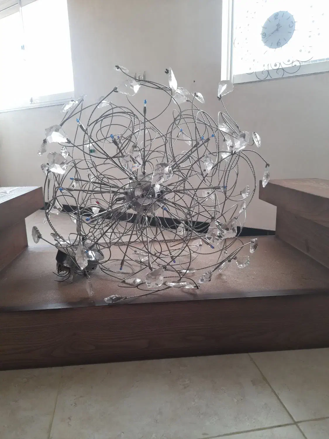 لوستر استیل سقفی مدل گرد|لوستر و چراغ آویز|قائمشهر, |دیوار