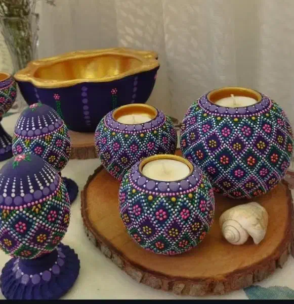 نقطه کوبی روی سفال|صنایع دستی و سایر لوازم تزئینی|رشت, دیانتی|دیوار