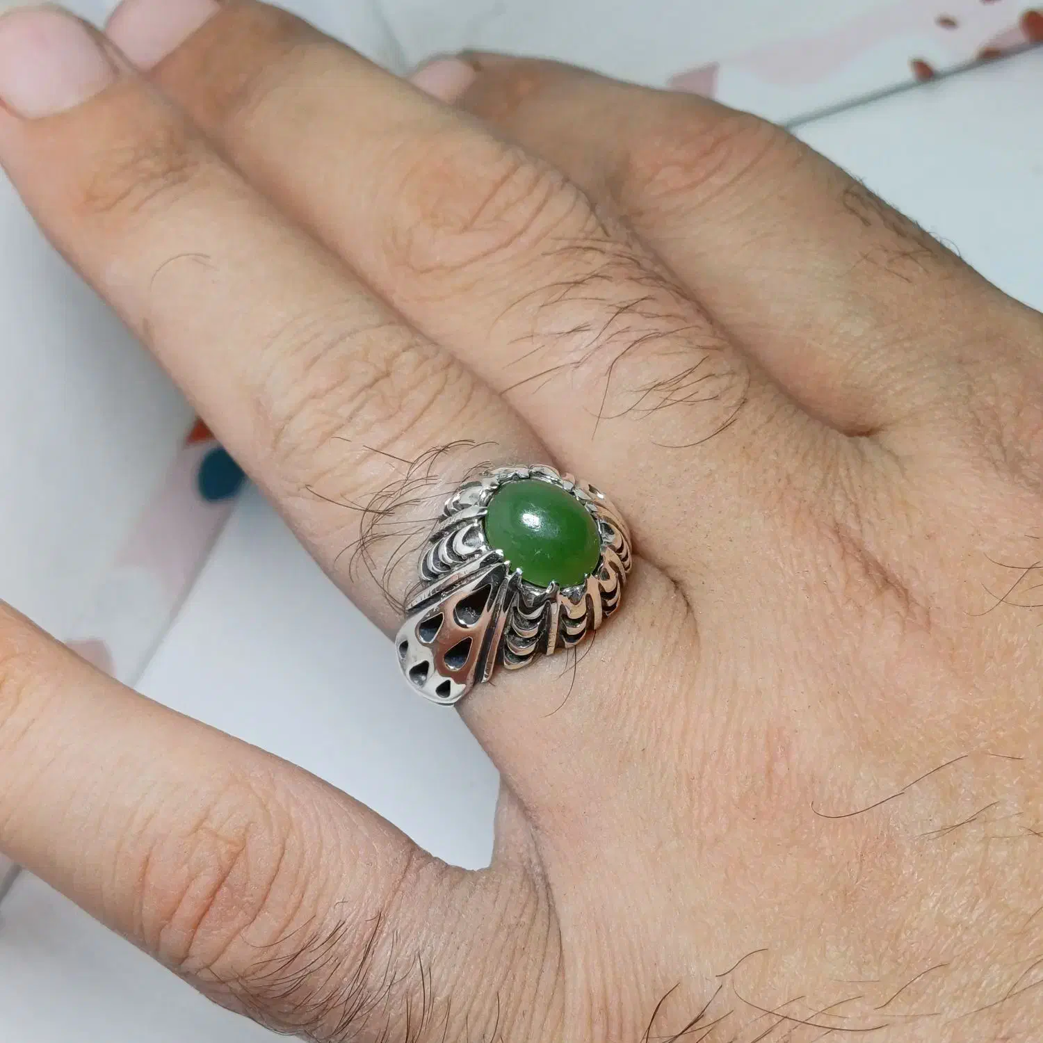 انگشتر نقره یشم طبیعی|جواهرات|تهران, امام زاده حسن|دیوار