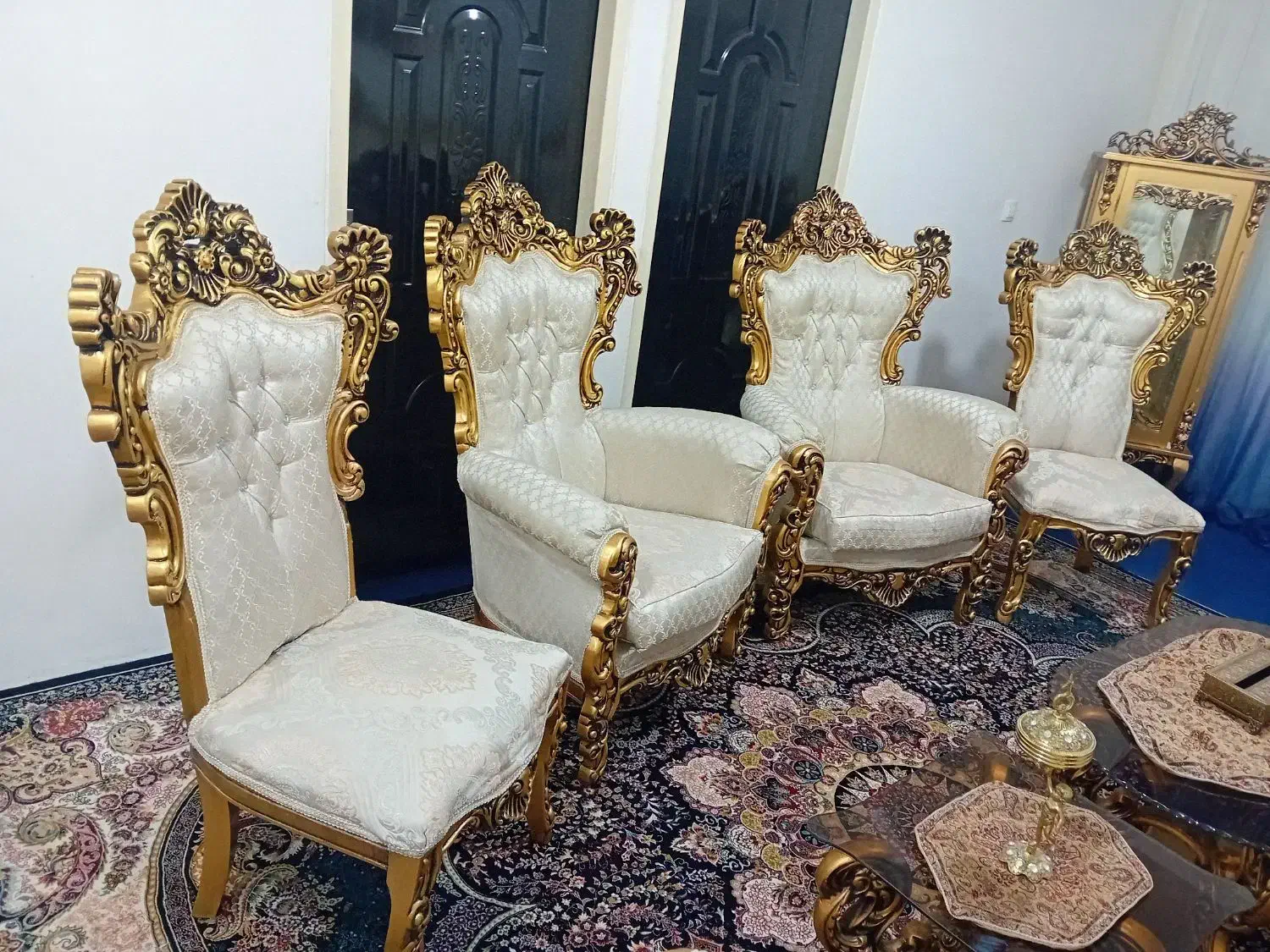 مبل سلطنتی *9نفره*چوب راش*کاور*جهیزیه|مبلمان خانگی و میز عسلی|بروجرد, |دیوار