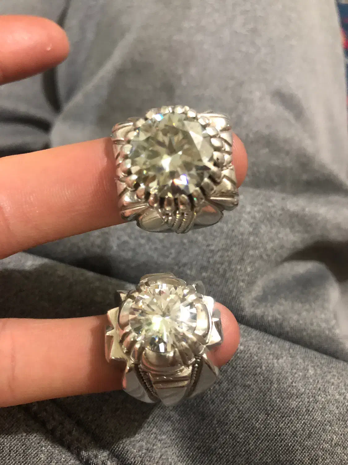 انگشتر مردانه نقره موزینایت سفید|جواهرات|سنندج, |دیوار