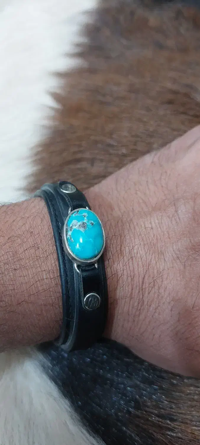 سللم دستبند چرم نگین فیروزه|جواهرات|یزد, |دیوار