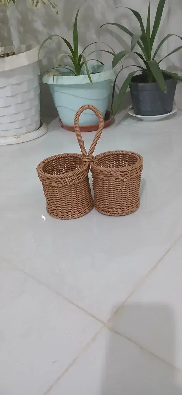 ست دست ساز جا دستمال و سطل زباله حصیری|صنایع دستی و سایر لوازم تزئینی|نیشابور, خط کاشمر|دیوار