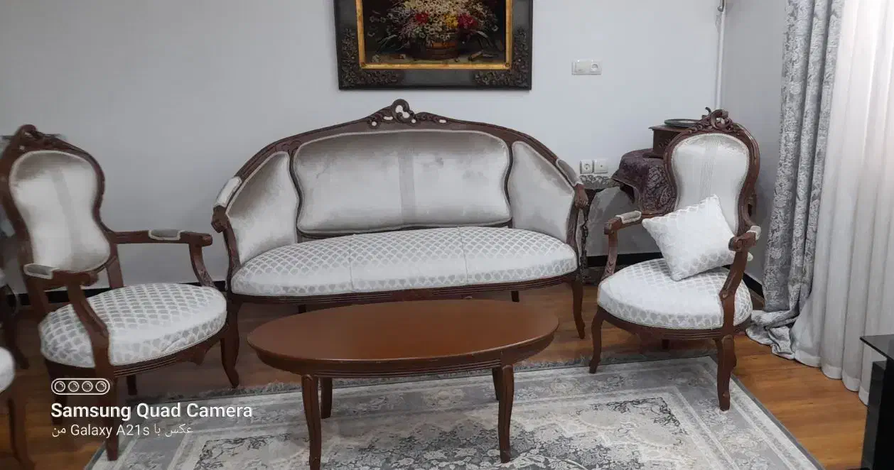 مبلمان استیل۹ نفره چوب گردو در حد نو|مبلمان خانگی و میز عسلی|اهواز, شهرک نفت|دیوار