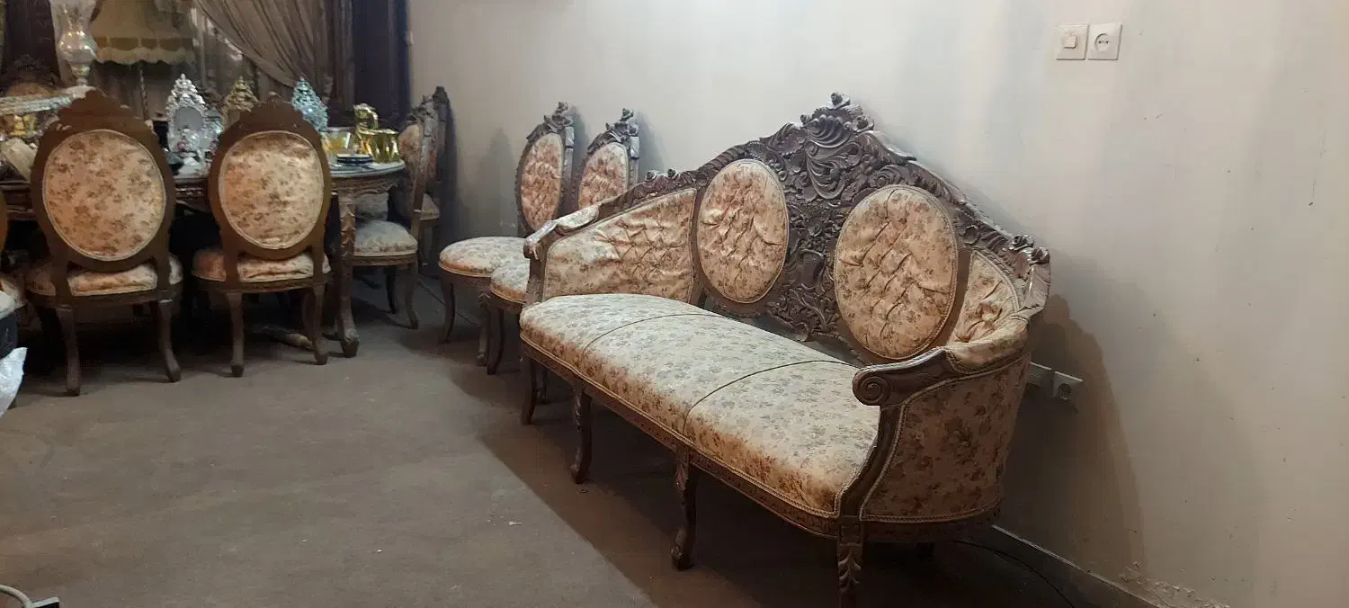 مبلمان سلطنتی ۱۰ نفره و میز غذا خوری  ۸ نفره|مبلمان خانگی و میز عسلی|اهواز, کیانپارس |دیوار
