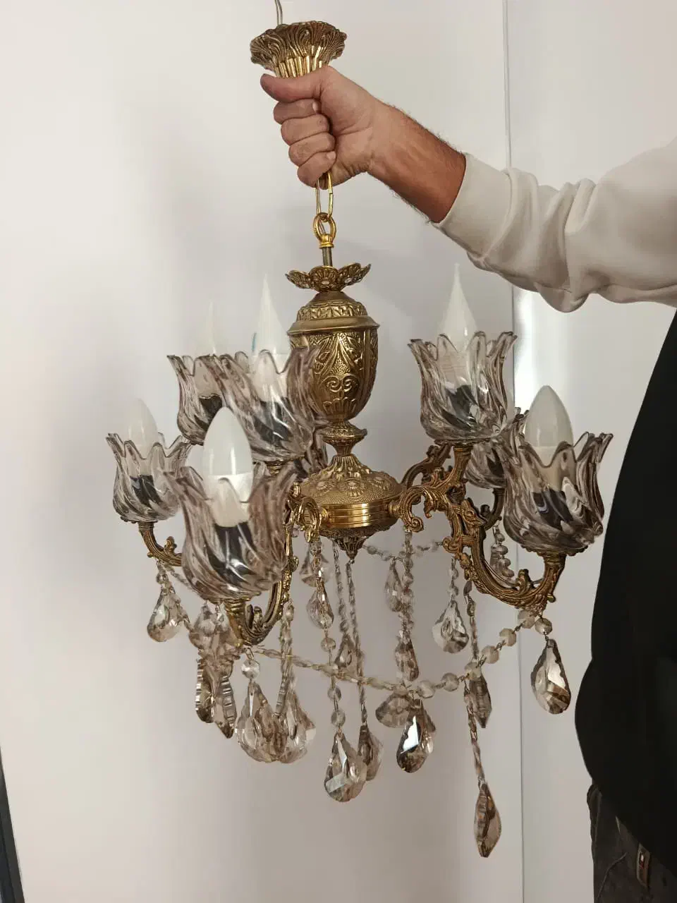 لوستر برنز ۵شاخه زیر قیمت بازار|لوستر و چراغ آویز|کرج, شهرک فرهنگیان|دیوار