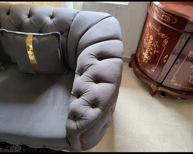 مبل طوسی ۸ نفره ترک با یک جلو مبلی بزرگ|مبلمان خانگی و میز عسلی|تالش, هشتپر|دیوار