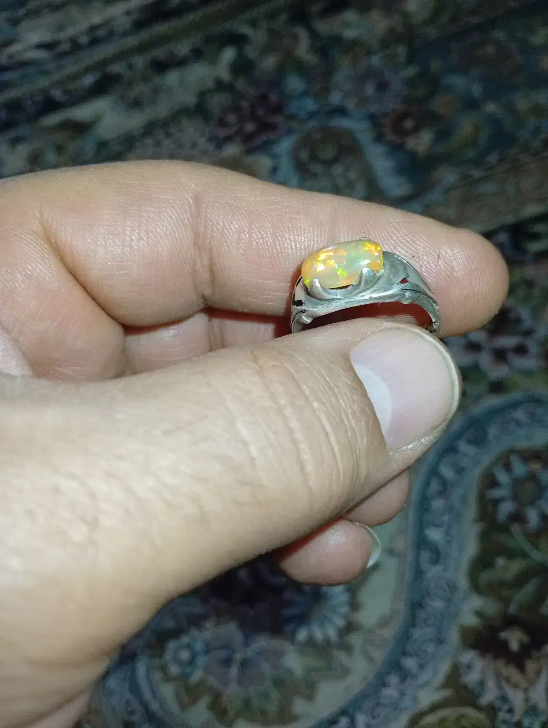 انگشتر نقره اوپال opallدرجه یک|کلکسیون اشیاء عتیقه|تهران, نیروی هوایی (پیروزی)|دیوار