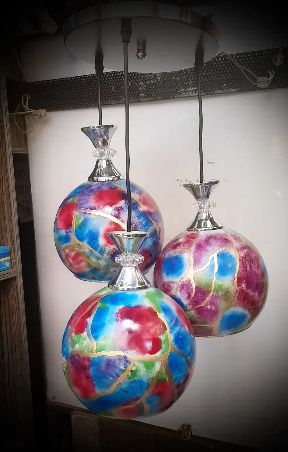 آکبند لوستر سه شعله مدرن حباب پتینه خطی|لوستر و چراغ آویز|تهران, فردوسی|دیوار