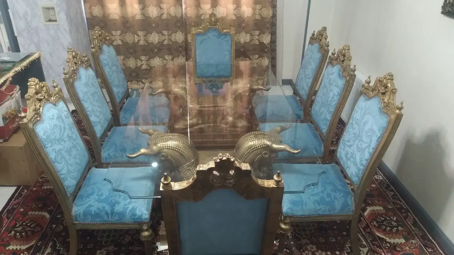 میز نهار خوری سلطنتی آنتیک|میز و صندلی غذاخوری|باغستان, |دیوار