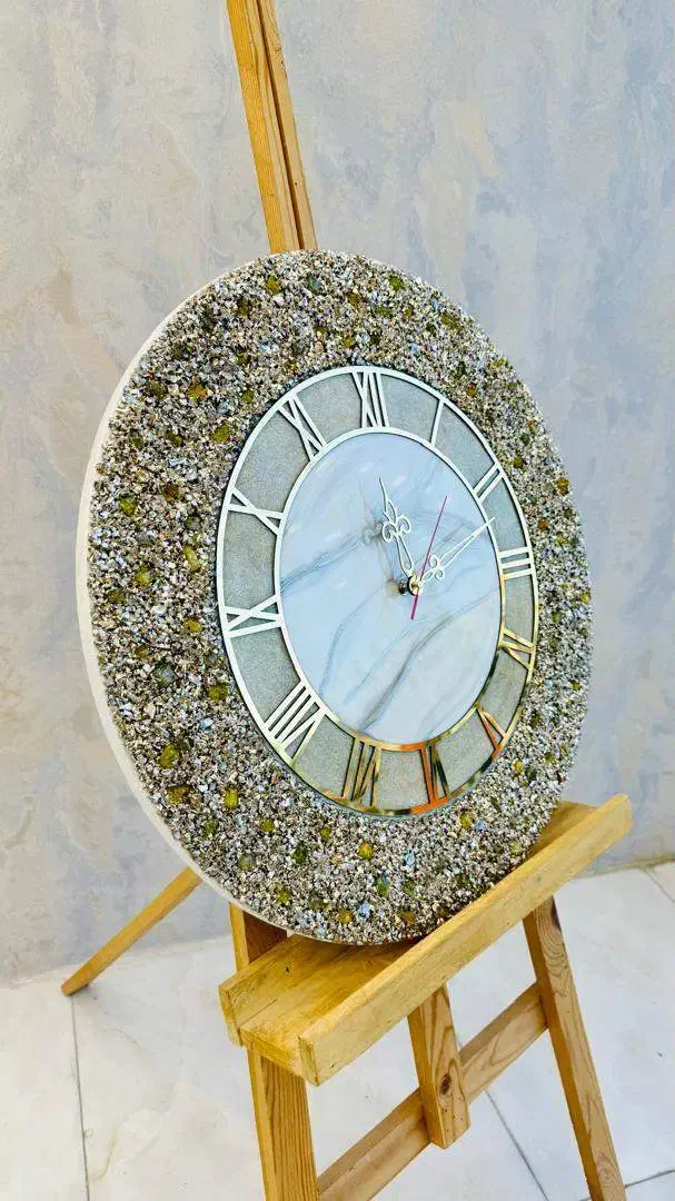 ساعت رزین طلایی|ساعت دیواری و تزئینی|لامرد, |دیوار