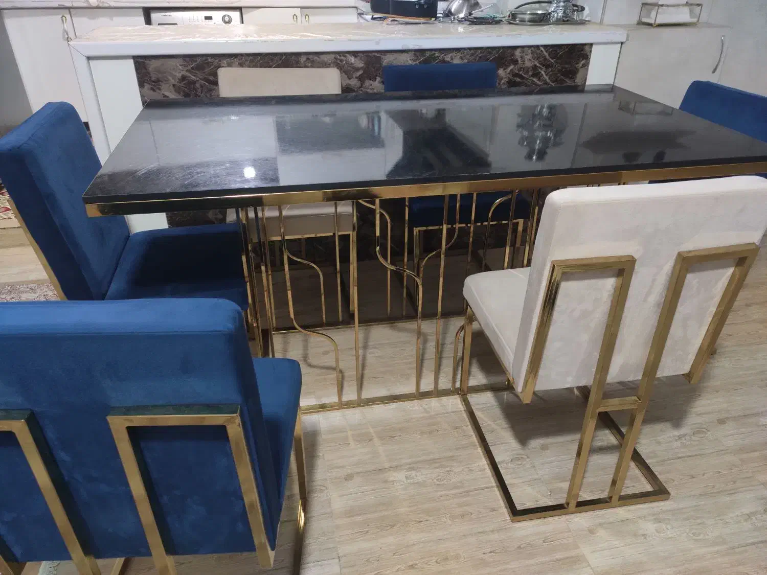 میزناهار خوری شش نفره همراه باروکشهای صندلی|میز و صندلی غذاخوری|حسن آباد, |دیوار