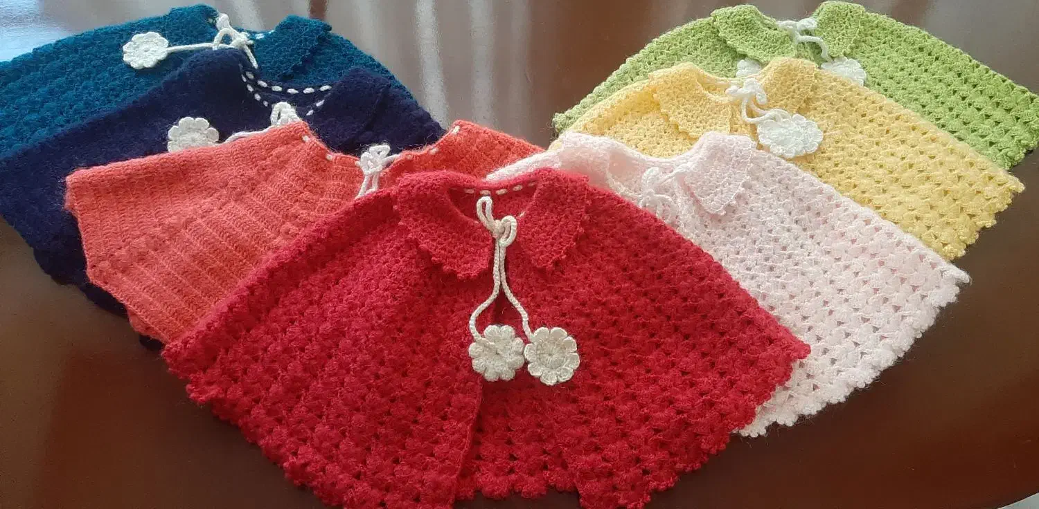 ست لباس نوزاد شنل کودک قلاب بافی ترک دست بافت خاص|کفش و لباس بچه|مشهد, دانشجو|دیوار