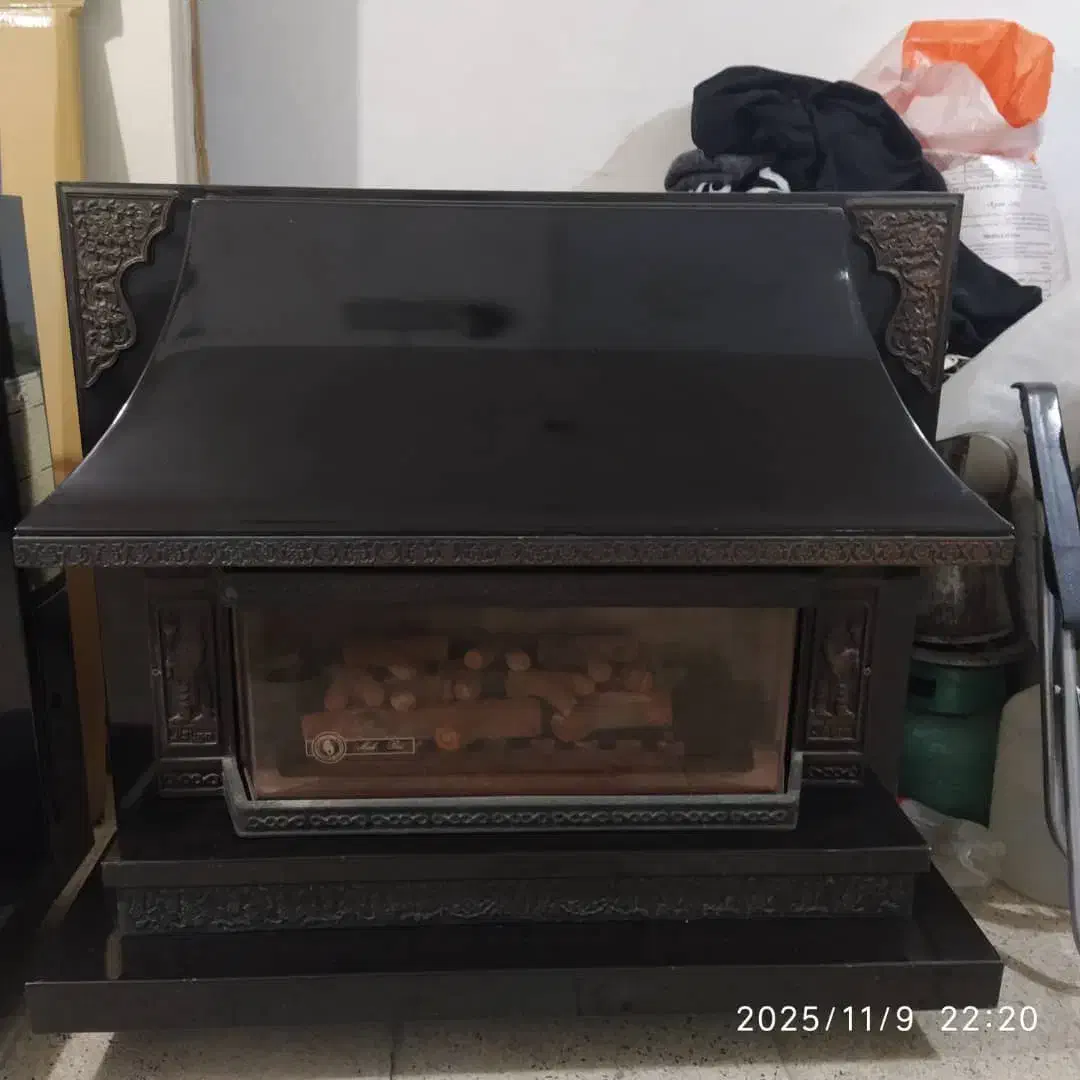 بخاری شومینه دوشعله تمام چدن|بخاری، هیتر، شومینه|سلماس, |دیوار