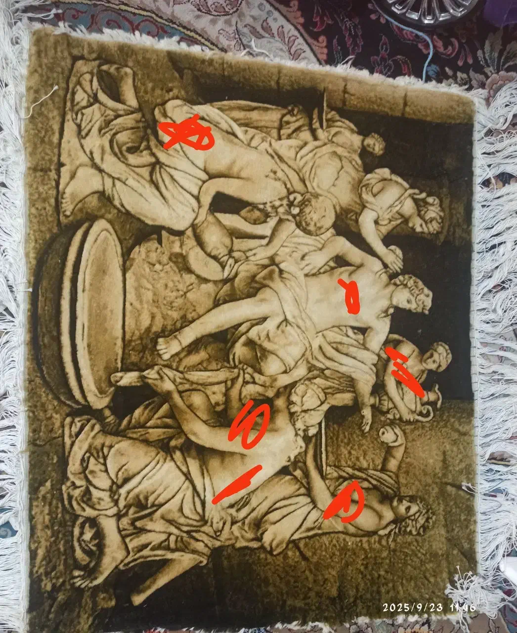 تابلو فرش کوچه باغ اردکان و خلقت آدم|تابلو فرش|یزد, |دیوار