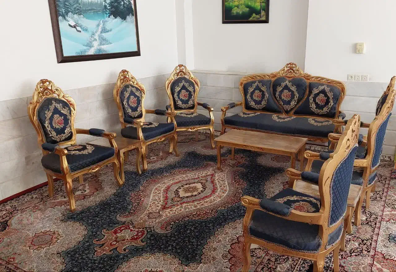 مبلمان سلطنتی ۹نفره دسته دار تمیز|مبلمان خانگی و میز عسلی|یزد, |دیوار