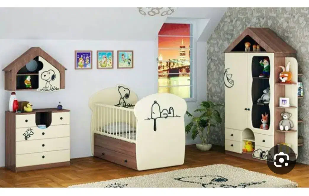 تخت خواب و کمد کودک اسنوپی و خوشخواب|تخت و صندلی بچه|ساری, |دیوار