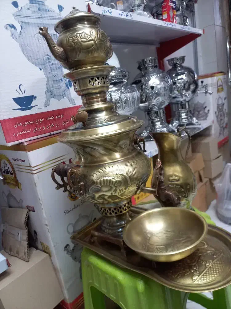 سماور زغالی قلم زنی|قوری، کتری، قهوهساز دستی|اسلامشهر, زرافشان|دیوار