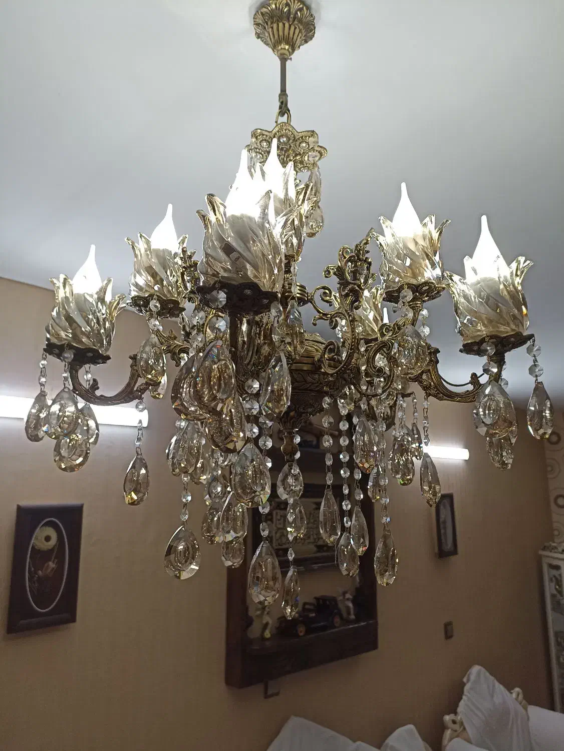 لوستر برنجی ۵شاخه ۲تایی|لوستر و چراغ آویز|تهران, زرکش|دیوار