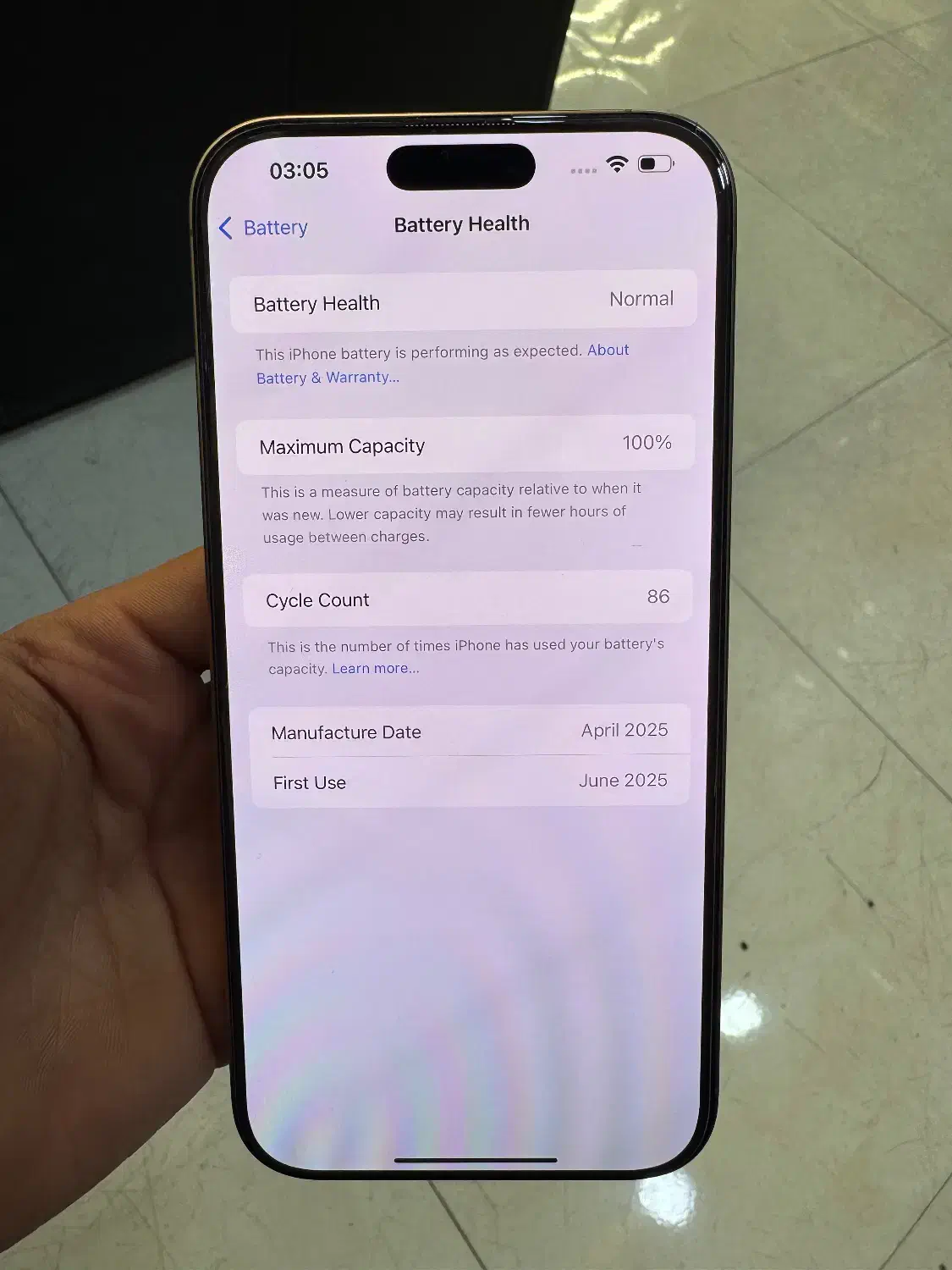 16 pro max باطری 100|موبایل|تهران, باغ فیض|دیوار