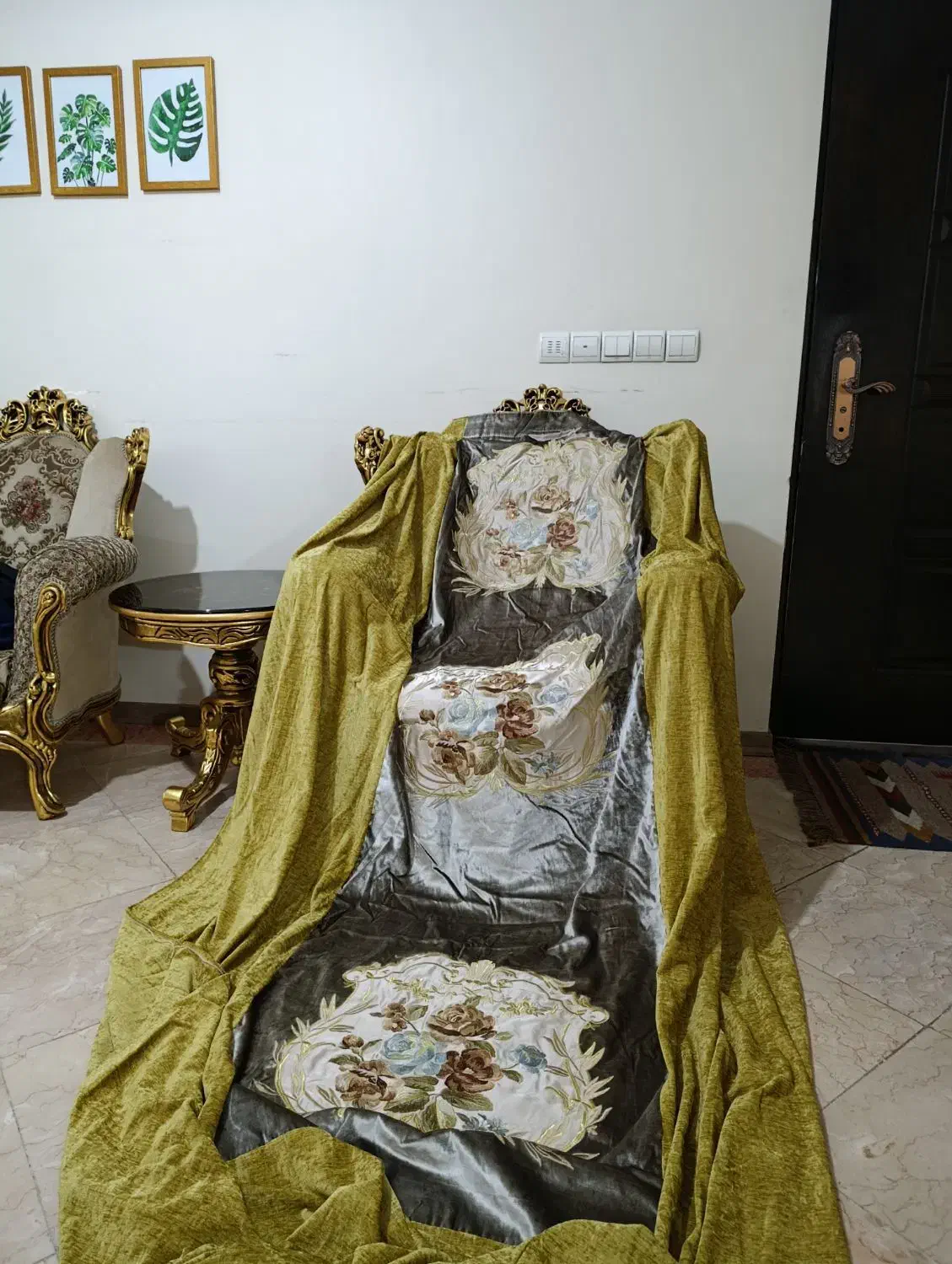 پرده دکوری مخمل گلدوزی|پرده، رانر، رومیزی|تهران, علم و صنعت|دیوار