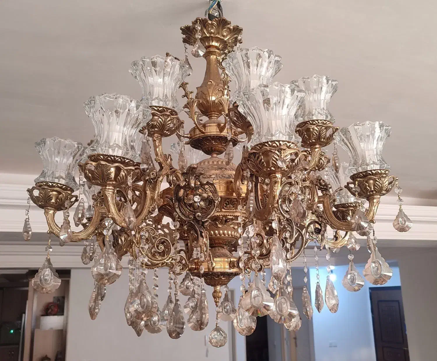 لوستر 8 شاخه 2 گل با 3 طوقه|لوستر و چراغ آویز|تبریز, |دیوار