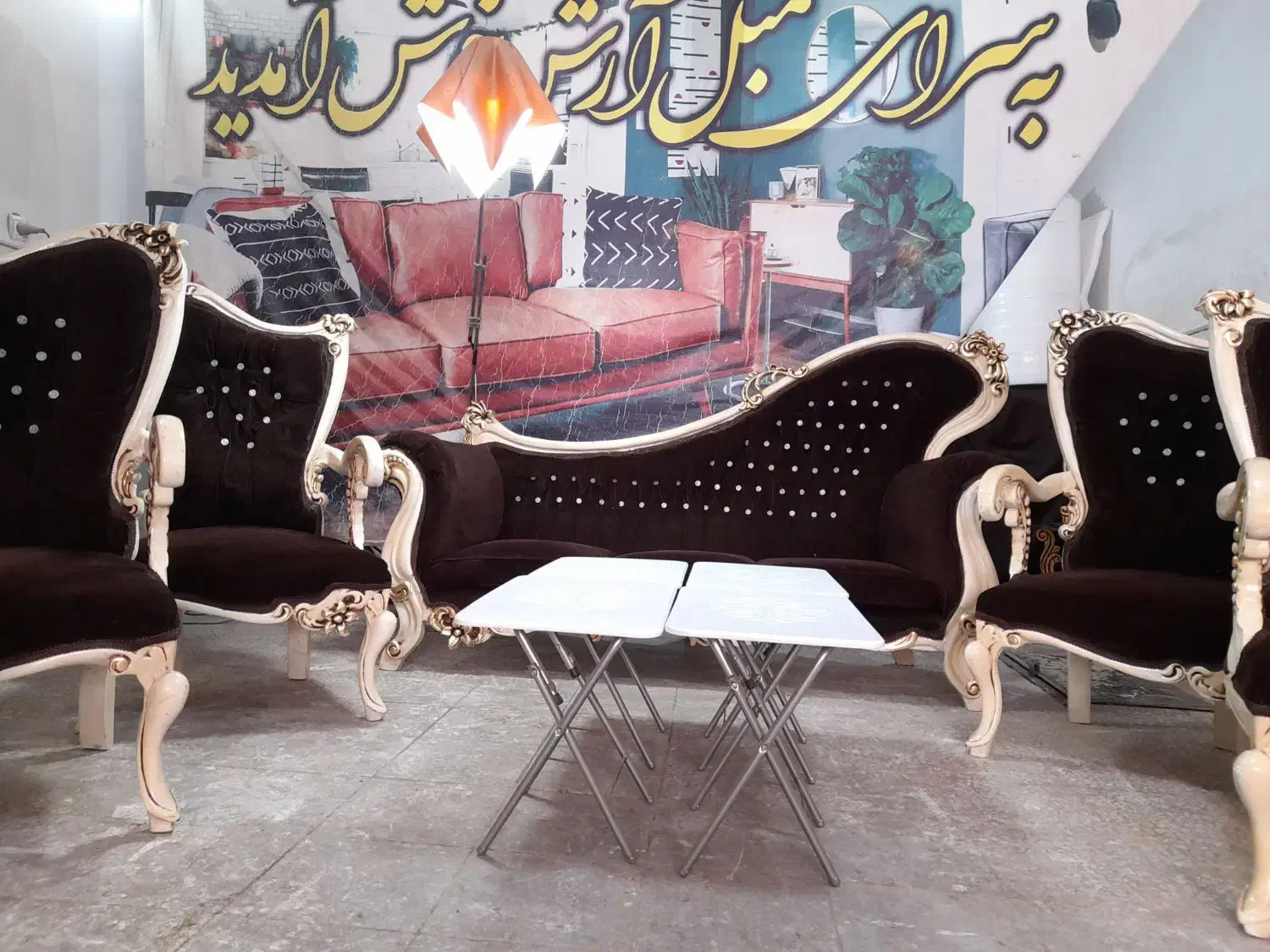 ۹نفره دسته عصایی استیل شزلون|مبلمان خانگی و میز عسلی|قم, امامزاده ابراهیم|دیوار