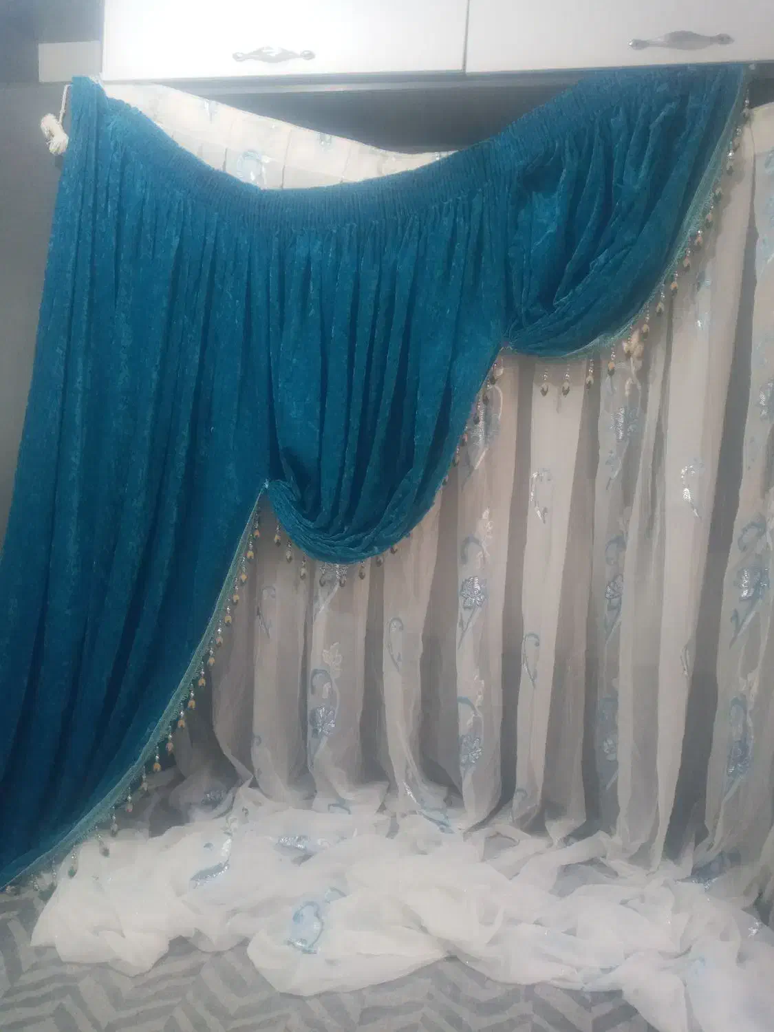 پرده حریر و والن مخمل|پرده، رانر، رومیزی|رشت, شهرک آیت الله منتظری|دیوار