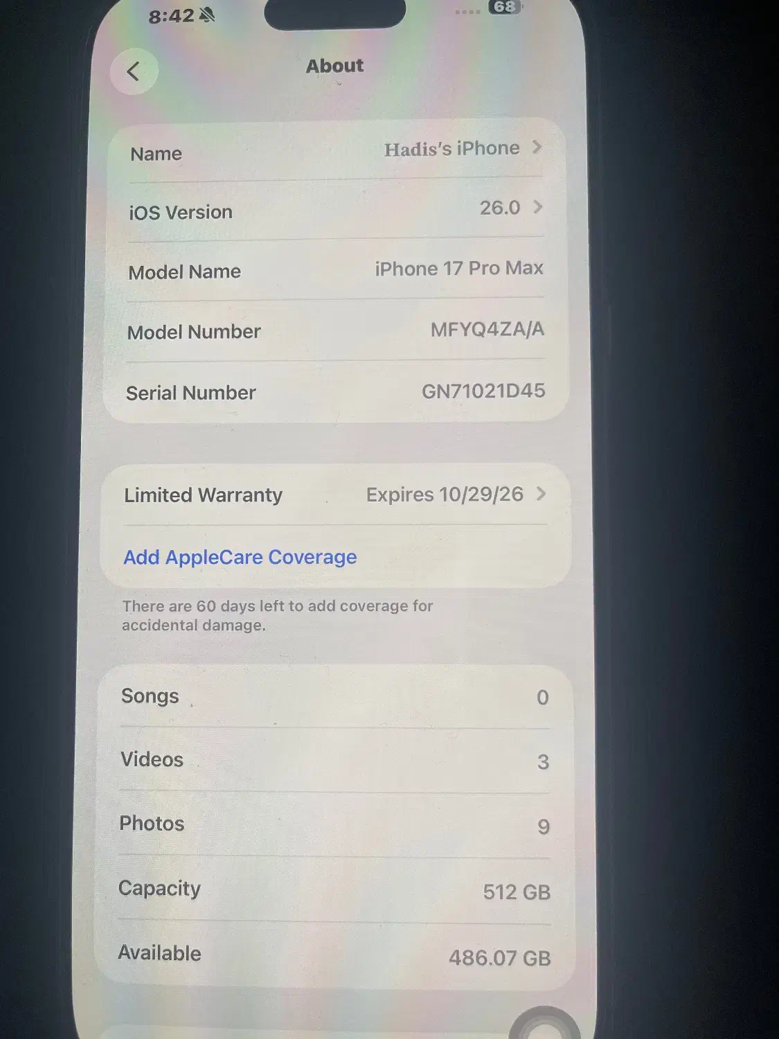 فروش گوشی آیفون ۱۷ پرومکس ۵۱۲ Zaaسیلور|موبایل|تهران, پونک|دیوار