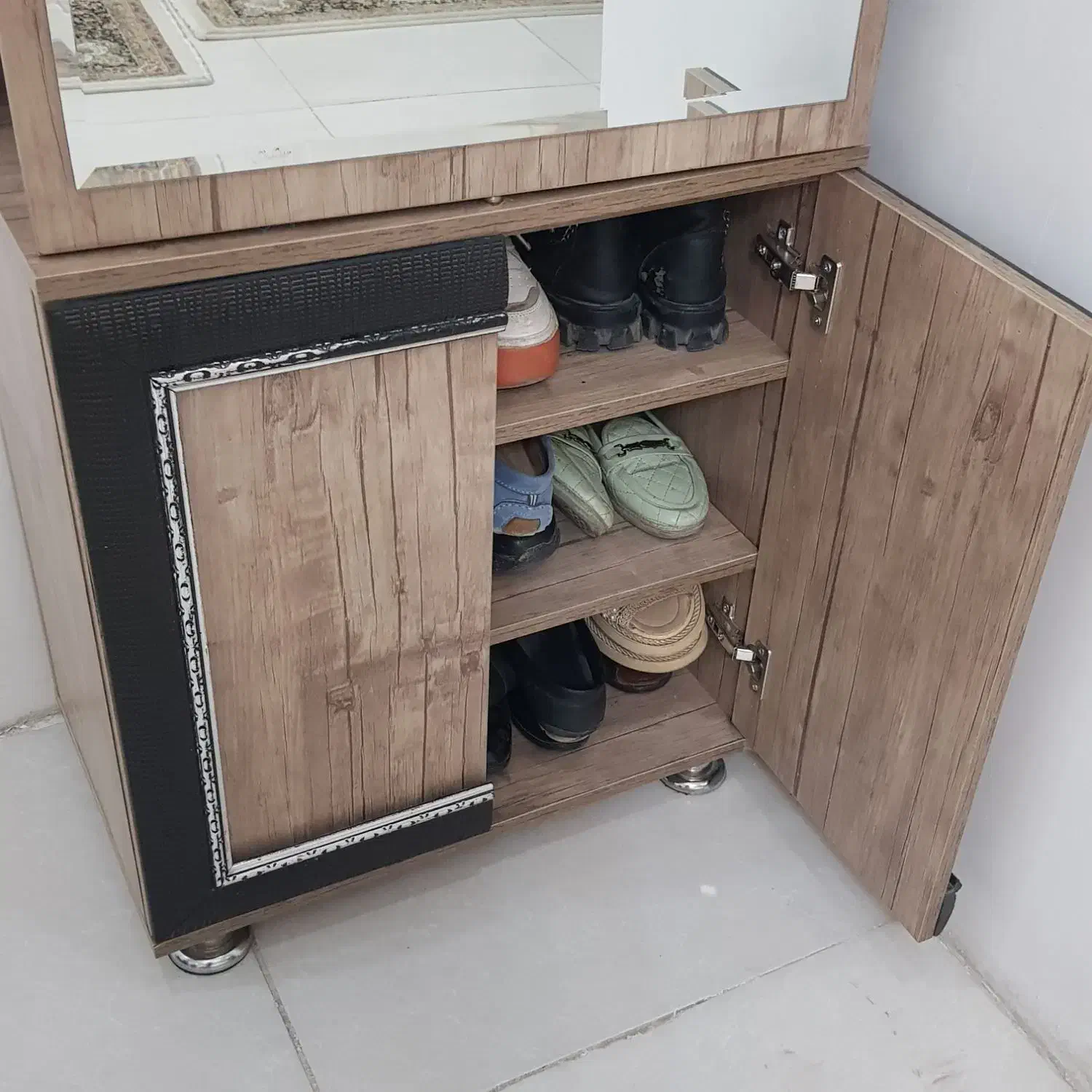 سلام سه کاره آینه قدی وچوب لباسی وجاکفشی|جاکفشی، کمد، دراور|باقرشهر, |دیوار