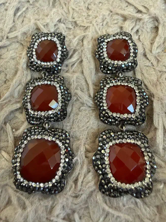 گوشواره لومیر نقره سنگ عقیق|جواهرات|تهران, شهرک نفت|دیوار