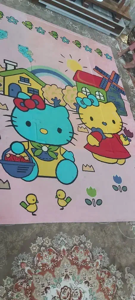 قالی ‌کودک طرح کیتی kitty|فرش|اهواز, زیتون کارگری|دیوار