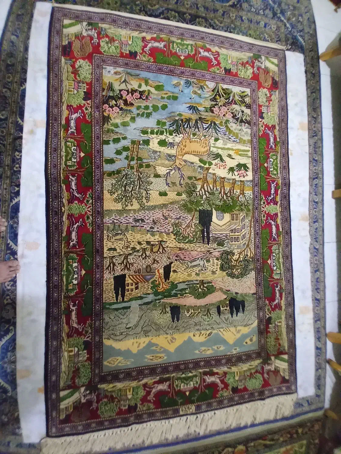 فرش‌دست‌بافت‌‌شادسر‌کاشان‌‌نقشه‌شکارگاه|فرش|گرگان, |دیوار