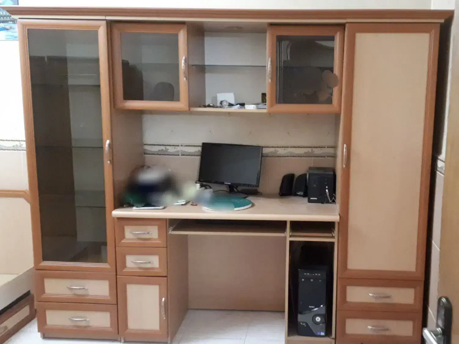 تخت و کمد دیواری ویترین|تخت و سرویس خواب|آبسرد, |دیوار