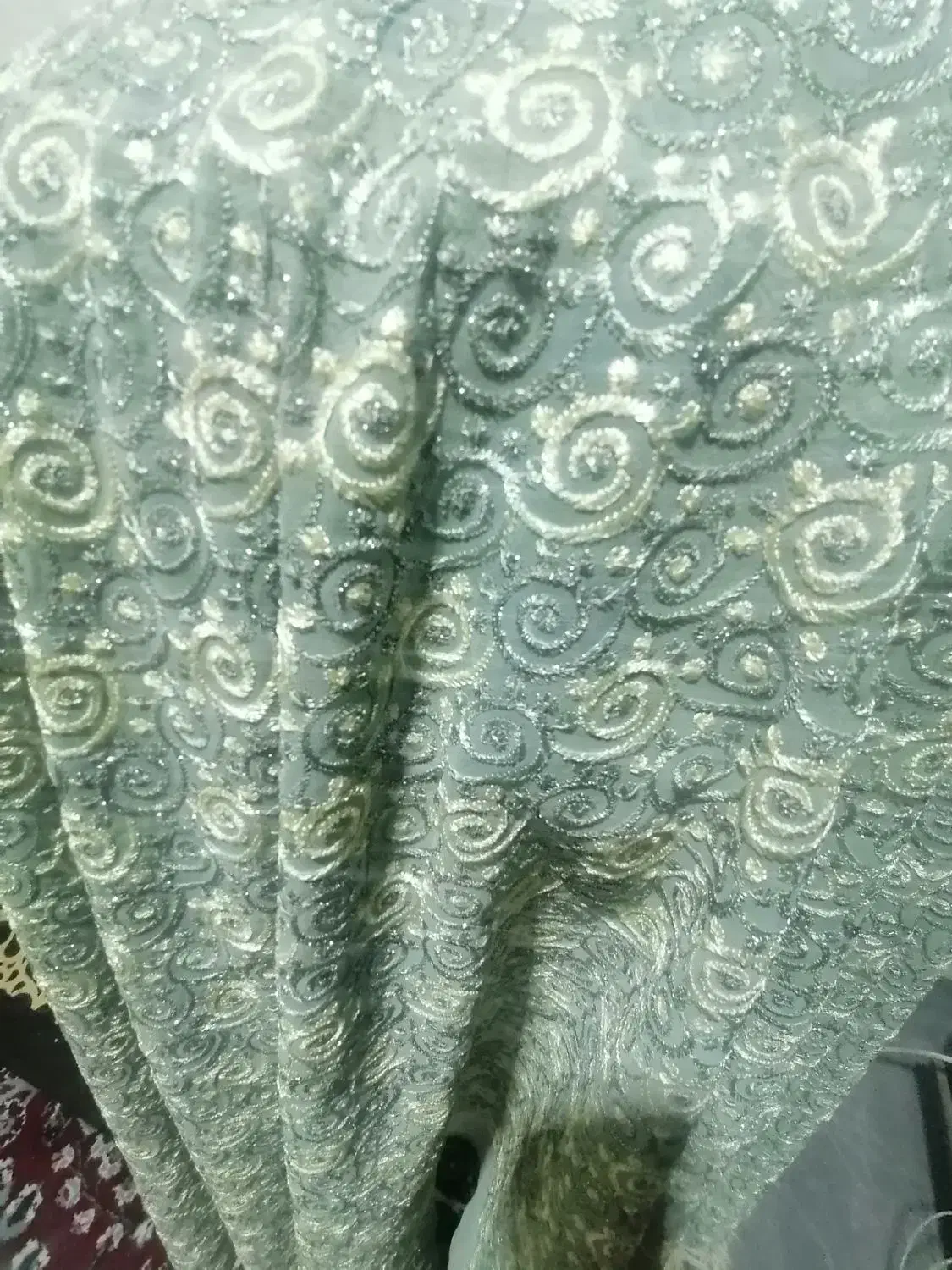 پارچه مجلسی گیپور سبز رنگ|لباس|کرمان, |دیوار