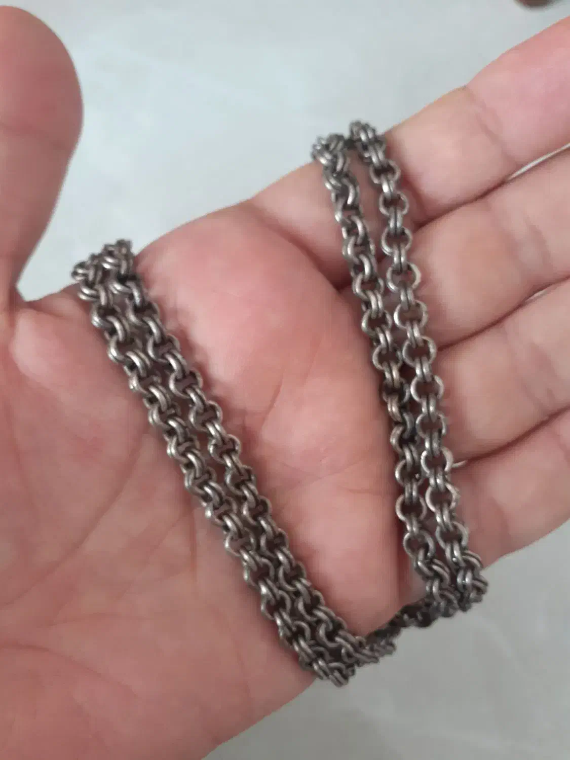 زنجیر نقره دو بافت یزدی|جواهرات|تهران, قیام|دیوار