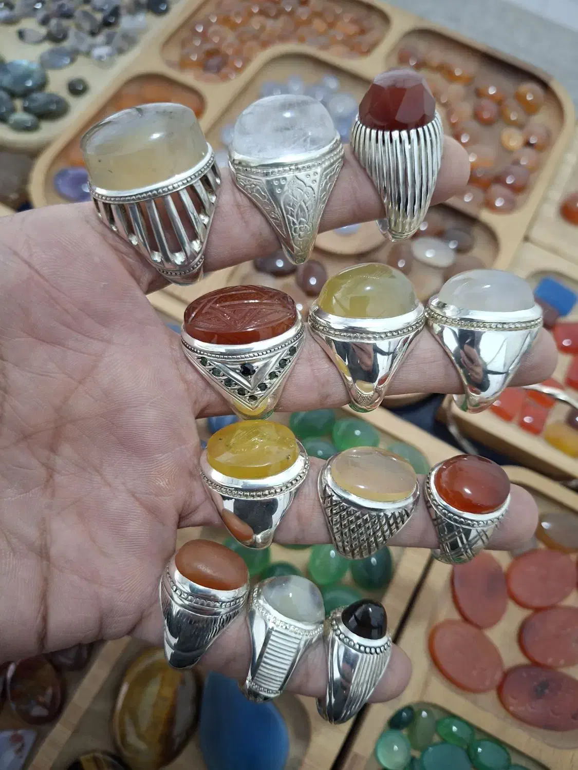 انگشترهای نقره با نگین های معدنی|جواهرات|محمودآباد, |دیوار